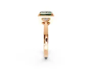 Cluster Engagement Ring Setting for Fancy Green Princess Cut Center with Milgrain Shoulder Clusters and Prong Head in Rose Gold