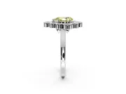 Cluster Halo Engagement Ring Setting for Fancy Yellow Pear-Shaped Center with Milgrain Bezel Accents and Prong Head in Sterling Silver
