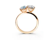 Fancy Blue Marquise and Emerald Cut Lab-Grown Diamond Toi et Moi Engagement Ring with Prong-Set Stones in Rose Gold