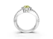 Halo Engagement Ring Setting for Fancy Yellow Oval Center with Wide-Open Pave Split Shank and Prong Head in Platinum