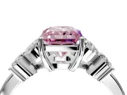 Floral Engagement Ring Setting for Fancy Pink Radiant Cut Center with Marquise Cluster Shoulders and Prong Head in White Gold