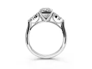 Floral Cluster Engagement Ring Setting for Radiant Cut Center with Marquise Accents and Prong Head in Platinum