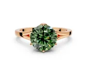 Solitaire Engagement Ring Setting for Fancy Green Round Cut Center with Plain Split Shank and Prong Head in Rose Gold