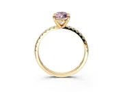 Solitaire Engagement Ring Setting for Fancy Pink Marquise Center with Fine Pave Narrow Band and Prong Head in Yellow Gold
