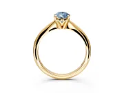 Solitaire Engagement Ring Setting for Fancy Blue Pear-Shaped Center with Knife Ridge Band and Claw Prong Head in Yellow Gold