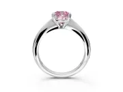 Solitaire Engagement Ring Setting for Fancy Pink Cushion Cut Center with Reverse Tapered Band and Prong Head in Platinum
