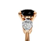 3 Stone Engagement Ring Setting for Fancy Black Round Cut Center with Large Pear-Shaped Accents and Prong Head in Rose Gold