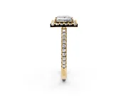 Pave Halo Engagement Ring Setting for Princess Cut Center with Single Row Pave Band and Prong Head in Yellow Gold