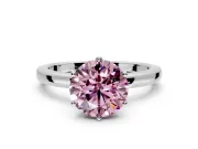 Solitaire Engagement Ring Setting for Fancy Pink Round Cut Center with Plain Band and Tulip Prong Head in Platinum