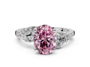 Solitaire Engagement Ring Setting for Fancy Pink Oval Center with Marquise Accent Twist Band and Prong Head in Sterling Silver