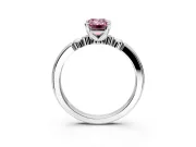 Solitaire Engagement Ring Setting for Fancy Pink Emerald Cut Center with Beaded Shoulders and Prong Head in Platinum
