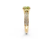 Solitaire Engagement Ring Setting for Fancy Yellow Cushion Cut Center with Multi-Row Pave Accents and Basket Head in Yellow Gold