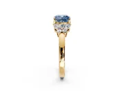 Solitaire Engagement Ring Setting for Fancy Blue Cushion Cut Center with Marquise Flower Shoulders and Prong Head in Yellow Gold