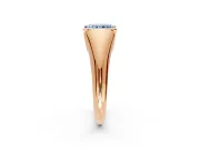 Tension Engagement Ring Setting for Fancy Blue Radiant Cut Center with Wide Tapered Band and Tension Head in Rose Gold