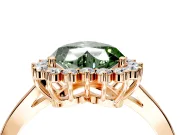 Starburst Halo Engagement Ring Setting for Fancy Green Heart-Shaped Center with Flat Cathedral Band and Prong Head in Rose Gold
