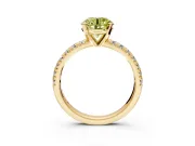 Solitaire Engagement Ring Setting for Fancy Yellow Round Cut Center with Large Accents and Prong Head in Yellow Gold