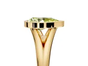 Solitaire Engagement Ring Setting for Fancy Yellow Pear-Shaped Center with V Split Shank and Bezel Head in Yellow Gold