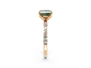 Solitaire Engagement Ring Setting for Fancy Green Princess Cut Center with Fine Pave Accents and Prong Head in Rose Gold