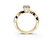 Crossover Engagement Ring Setting for Emerald Cut Center with Pave and Plain Strands and Prong Head in Yellow Gold
