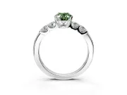 5 Stone Engagement Ring Setting for Fancy Green Oval Center with Plain Band and Prong Head in Sterling Silver