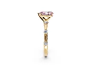 Solitaire Engagement Ring Setting for Fancy Pink Pear-Shaped Center with Bezel Station Band and Prong Head in Yellow Gold