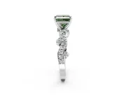 Solitaire Engagement Ring Setting for Fancy Green Princess Cut Center with Bar-Station Pave Twist and Prong Head in Sterling Silver