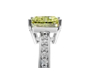 Solitaire Engagement Ring Setting for Fancy Yellow Radiant Cut Center with Channel-Set Accent Band and Prong Head in White Gold