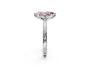 Solitaire Engagement Ring Setting for Fancy Pink Marquise Center with Engraved Milgrain Band and Prong Head in Platinum