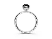 Hidden Halo Engagement Ring Setting for Fancy Black Cushion Cut Center with Thin Rounded Band and Prong Head in Platinum