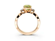 3 Stone Engagement Ring Setting for Fancy Yellow Radiant Cut Center with Pave Twist Band and Prong Head in Rose Gold