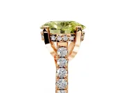 Solitaire Engagement Ring Setting for Fancy Yellow Oval Center with Widening Pave Band and Claw Prong Head in Rose Gold