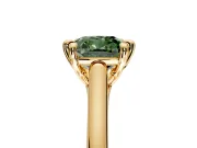 Solitaire Engagement Ring Setting for Fancy Green Cushion Cut Center with Cathedral Band and Prong Head in Yellow Gold