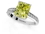 Solitaire Engagement Ring Setting for Fancy Yellow Radiant Cut Center with Channel-Set Accent Band and Prong Head in White Gold