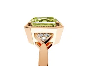 Cluster Engagement Ring Setting for Fancy Yellow Asscher Cut Center with Milgrain Shoulder Clusters and Prong Head in Rose Gold