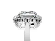 Starburst Halo Engagement Ring Setting for Asscher Cut Center with Flat Cathedral Band and Prong Head in Sterling Silver