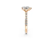 Solitaire Engagement Ring Setting for Pear-Shaped Center with Pave Accents and Prong Head in Rose Gold
