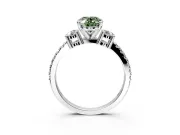 3 Stone Engagement Ring Setting for Fancy Green Oval Center with Round Cut Side Accents and Prong Head in Platinum