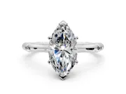 Solitaire Engagement Ring Setting for Marquise Center with Bamboo Band and Prong Head in Platinum