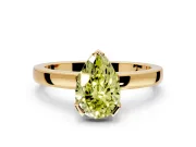 Solitaire Engagement Ring Setting for Fancy Yellow Pear-Shaped Center with Plain Band and Flat Tab Prong Head in Yellow Gold