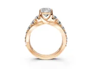 Solitaire Engagement Ring Setting for Cushion Cut Center with Graduated Shared Prongs and Prong Head in Rose Gold