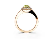 Halo Engagement Ring Setting for Fancy Yellow Radiant Cut Center with Plain Tapered Band and Prong Head in Rose Gold