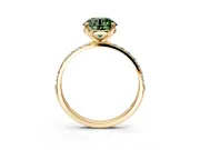 Solitaire Engagement Ring Setting for Fancy Green Round Cut Center with Pave Accents and Prong Head in Yellow Gold