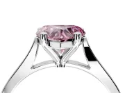 Solitaire Engagement Ring Setting for Fancy Pink Heart-Shaped Center with Tapered Shoulders and Prong Head in Platinum