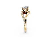 Solitaire Engagement Ring Setting for Heart-Shaped Center with Pave Bypass Swirl Band and Prong Head in Yellow Gold