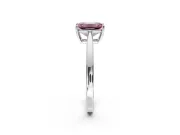 Solitaire Engagement Ring Setting for Fancy Pink Emerald Cut Center with Open Cathedral Shoulders and Prong Head in Platinum