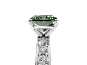 Solitaire Engagement Ring Setting for Fancy Green Radiant Cut Center with Channel-Set Accents and Prong Head in Platinum