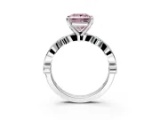 Solitaire Engagement Ring Setting for Fancy Pink Princess Cut Center with Milgrain Bezel Accents and Prong Head in Platinum
