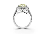 Large Accent Halo Engagement Ring Setting for Fancy Yellow Princess Cut Center with Pave Split Shank and Prong Head in Platinum