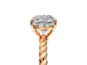 Solitaire Engagement Ring Setting for Cushion Cut Center with Plain Twisted Rope Band and Prong Head in Rose Gold