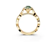 Halo Engagement Ring Setting for Fancy Green Marquise Center with Twist Band and Prong Head in Yellow Gold